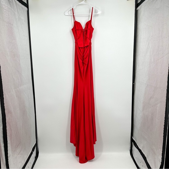 La Femme Red Sweetheart Chiffon Maxi Dress Trumpet Gown Size 00 - Picture 3 of 7